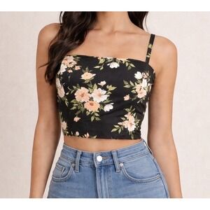 Old Navy The Occasion Cropped Tube Top Womens M Black Floral Coquette Soft Girl